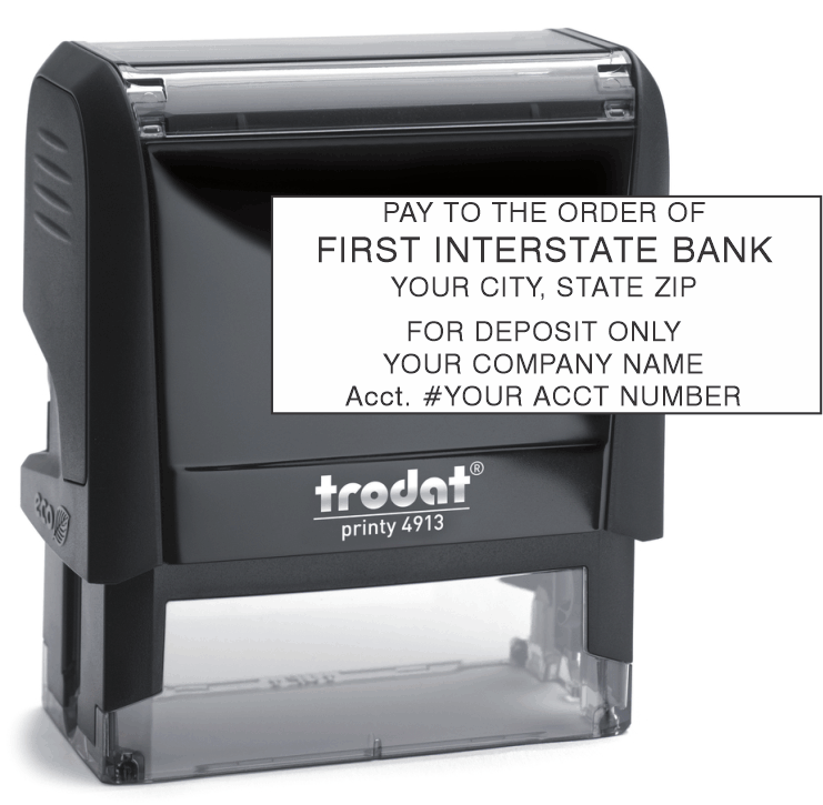 First Interstate Bank Endorsement stamp. Thousands of impressions.  Great Quality!